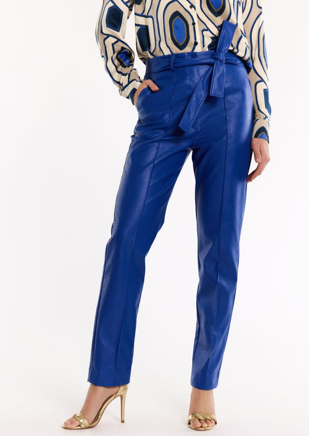 Mita faux leather trousers studio anneloes azure