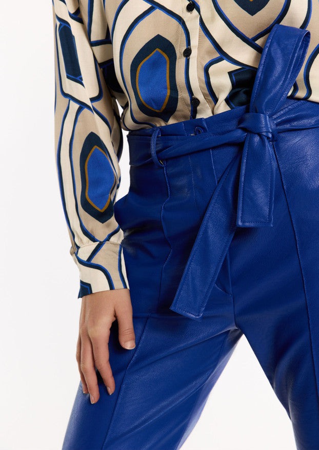 Mita faux leather trousers studio anneloes azure