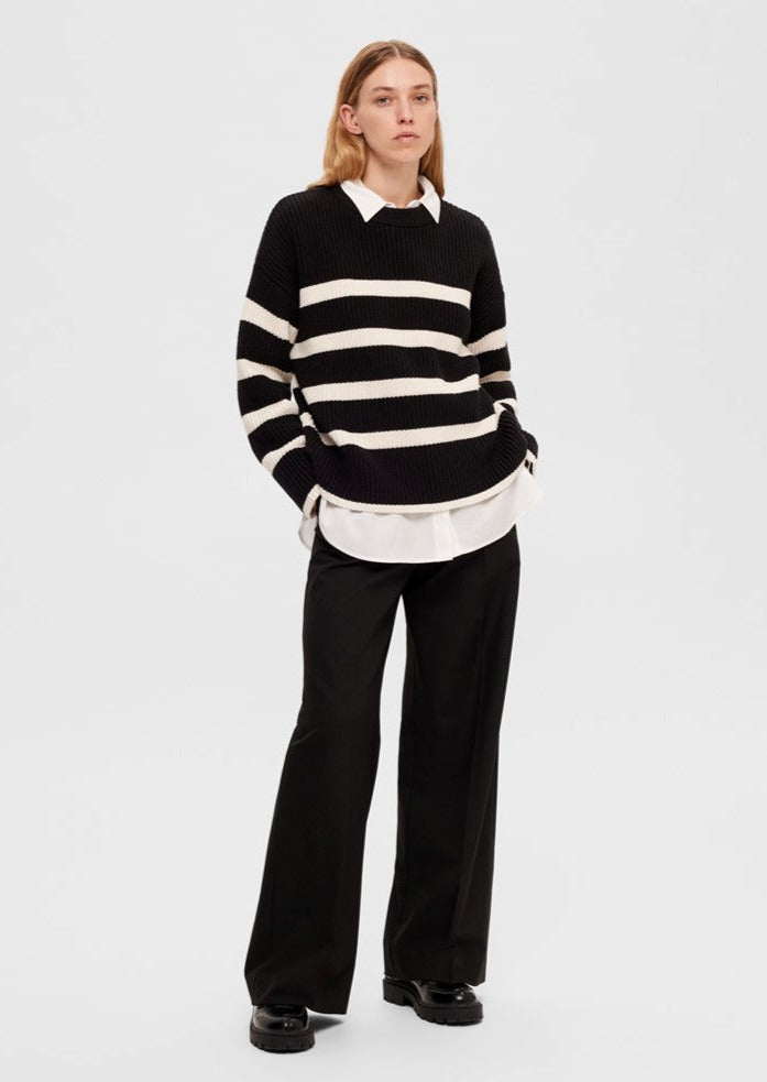 zwart witte streeptrui oversized selected