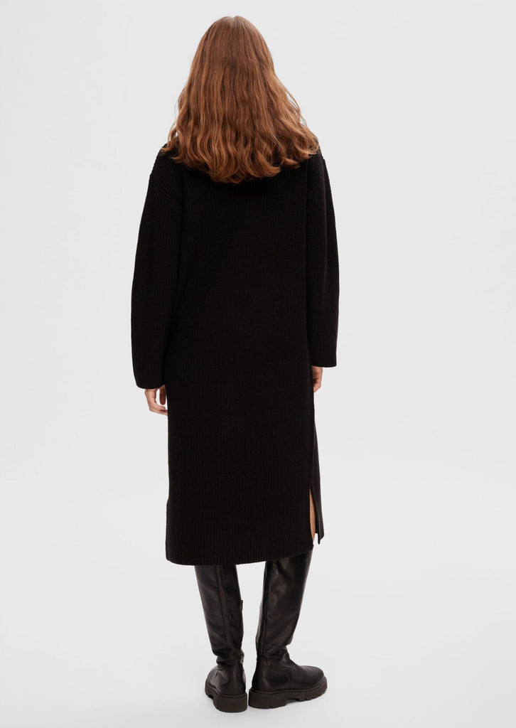zwarte knit jurk rits selected femme