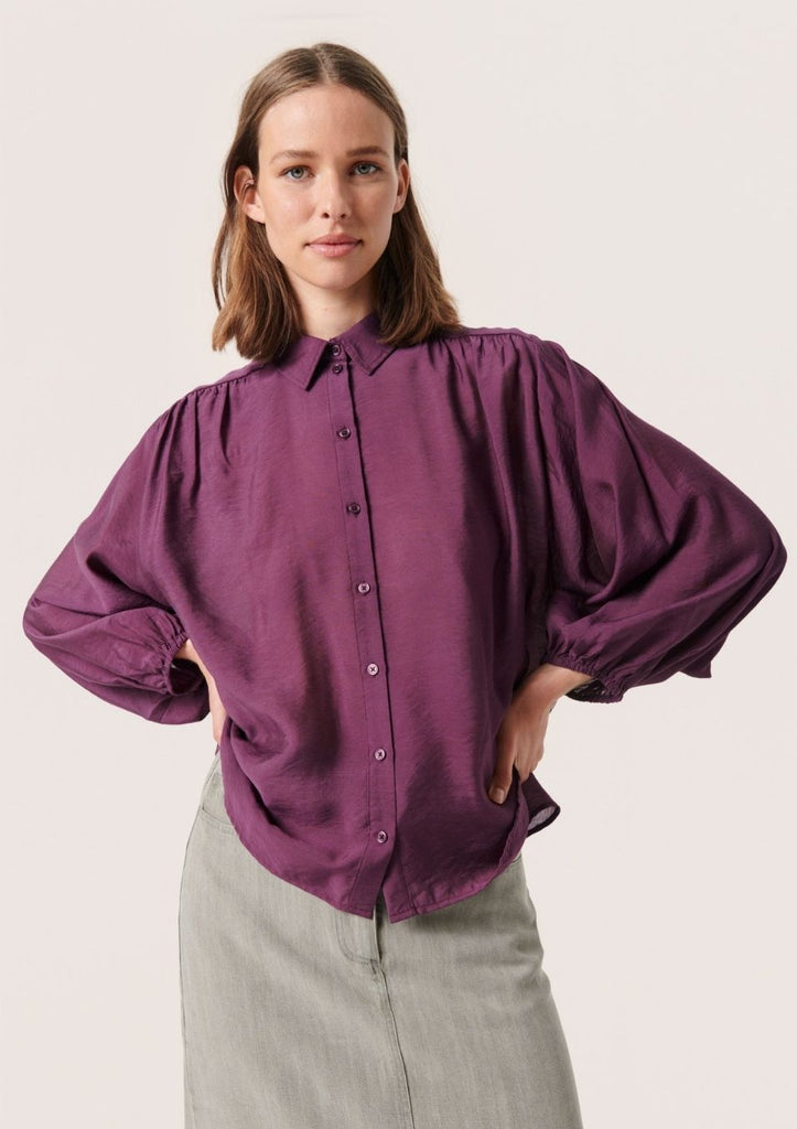 wijde paarse blouse soaked in luxury