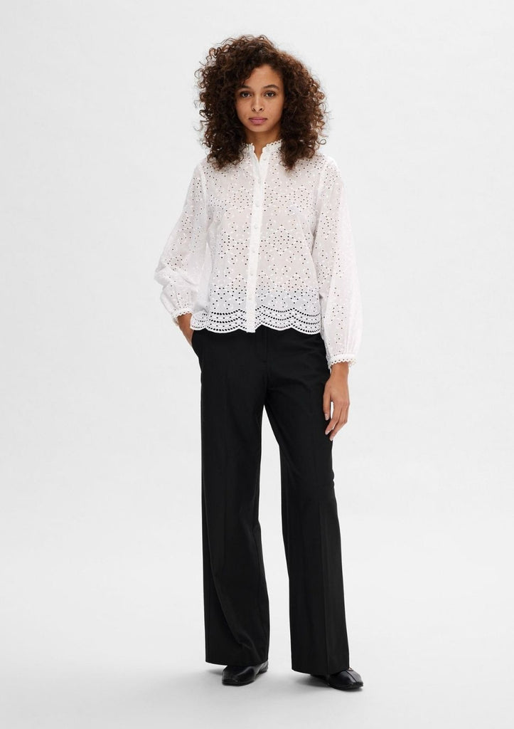 witte broderie blouse selected femme