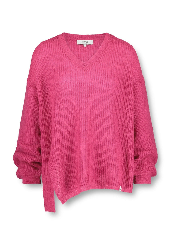 roze wollen trui knoop simple