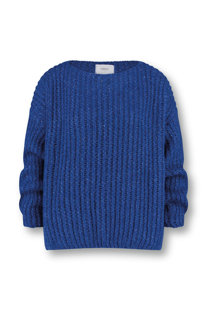 blauwe overszied trui gebreid simple