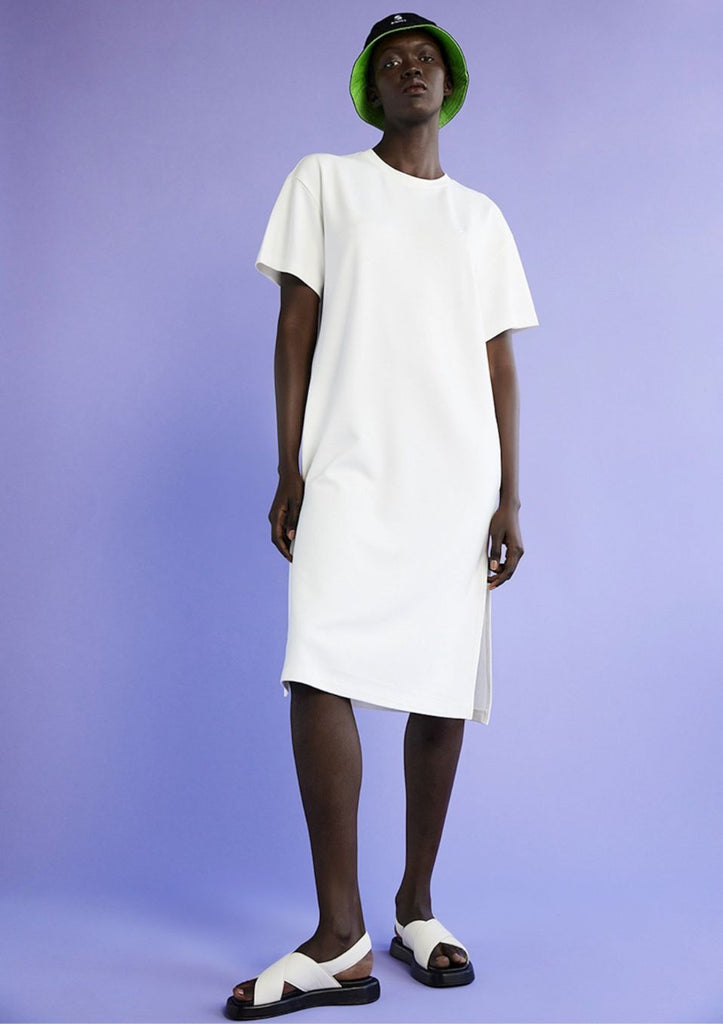 witte jersey jurk midi simple