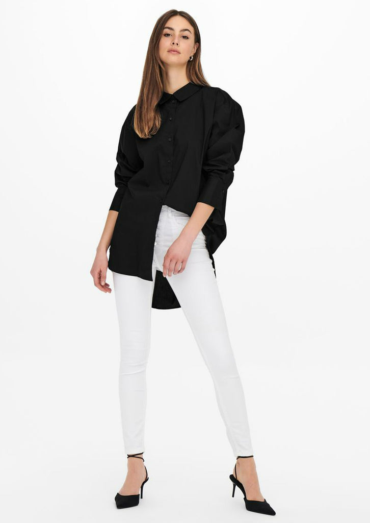lange katoenen oversized zwarte blouse jdy