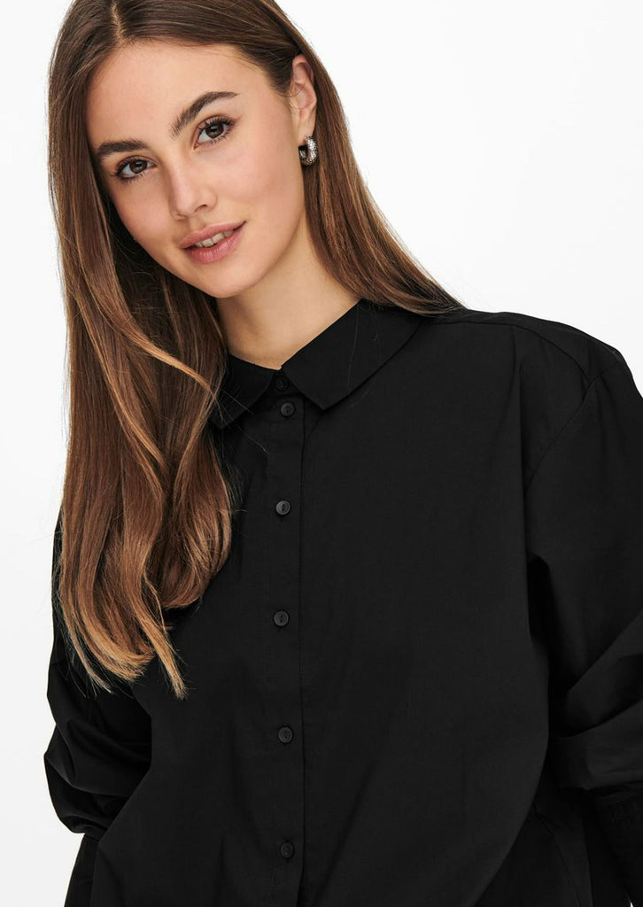 lange katoenen oversized zwarte blouse jdy