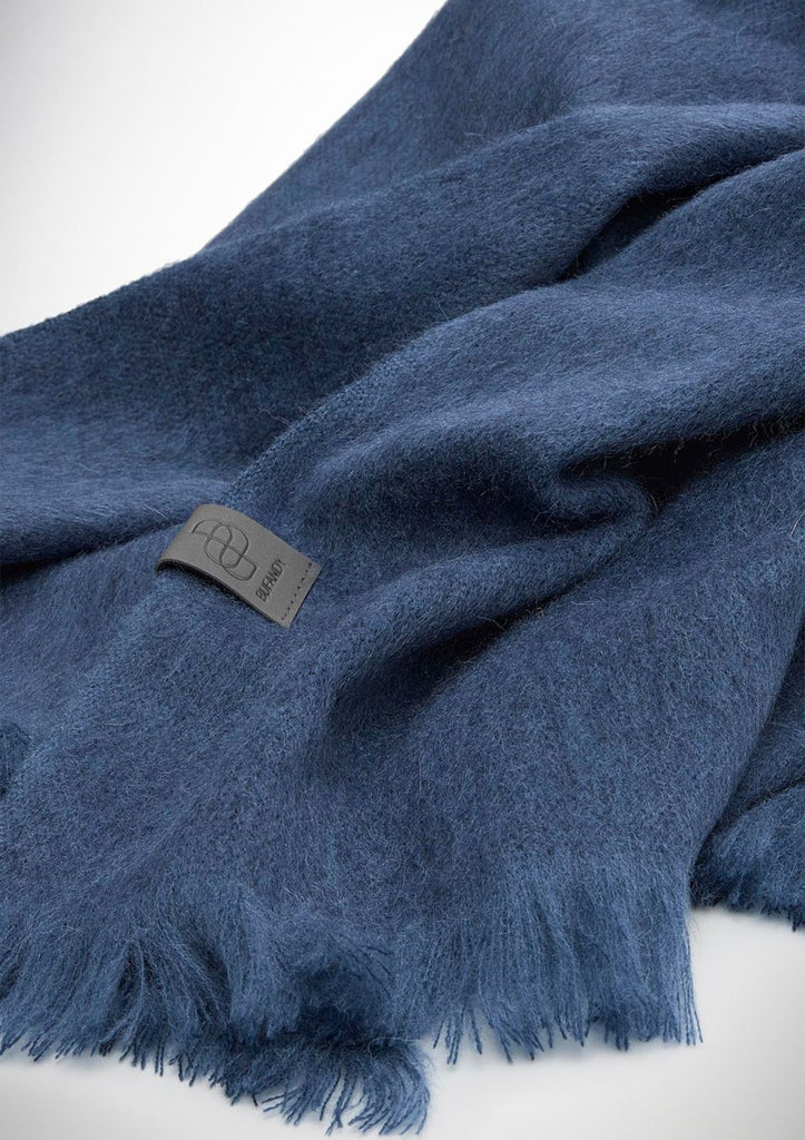 Donker blauwe kleine sjaal alpaca wol bufandy