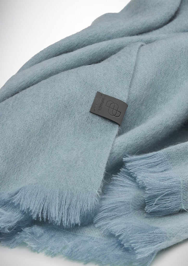 lichte blauwe kleine sjaal alpaca wol bufandy