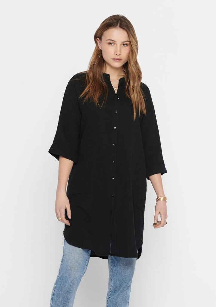 zwarte blouse lang en oversized zwart jdy