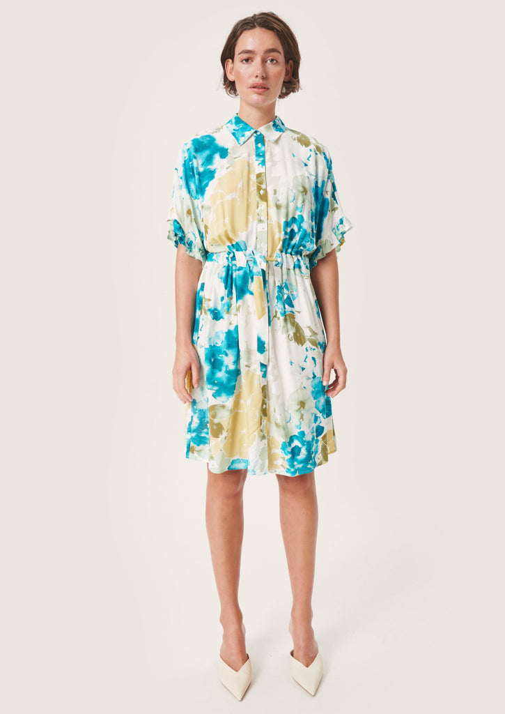 midi jurk multicolour print soaked in luxury
