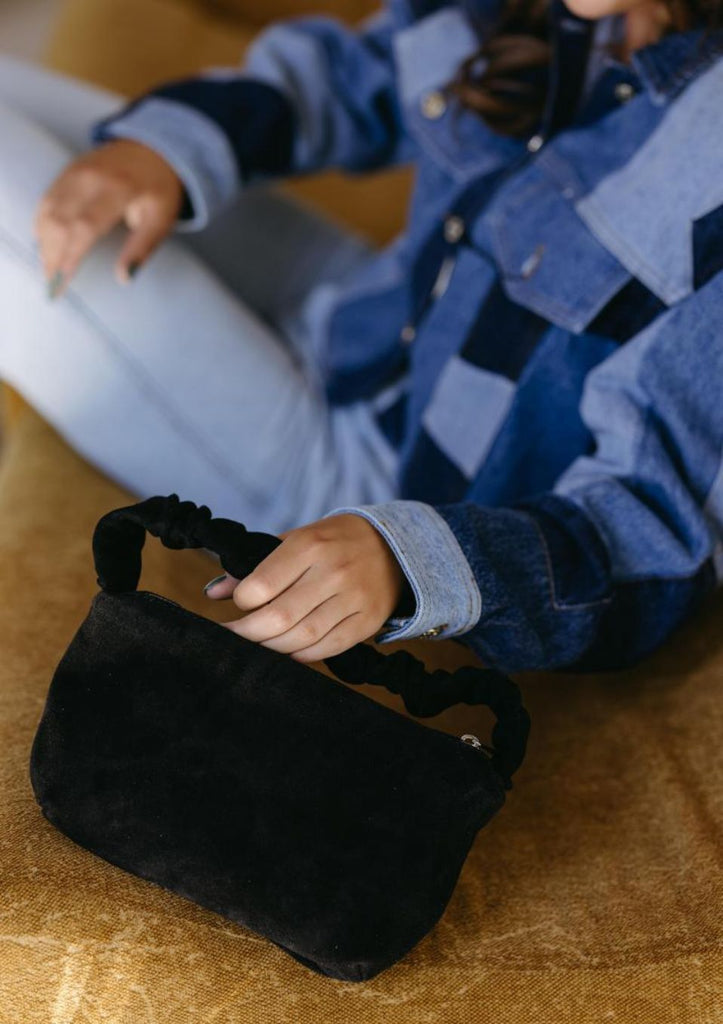 suede rib bag zwart leer baggyshop schoudertas handtas