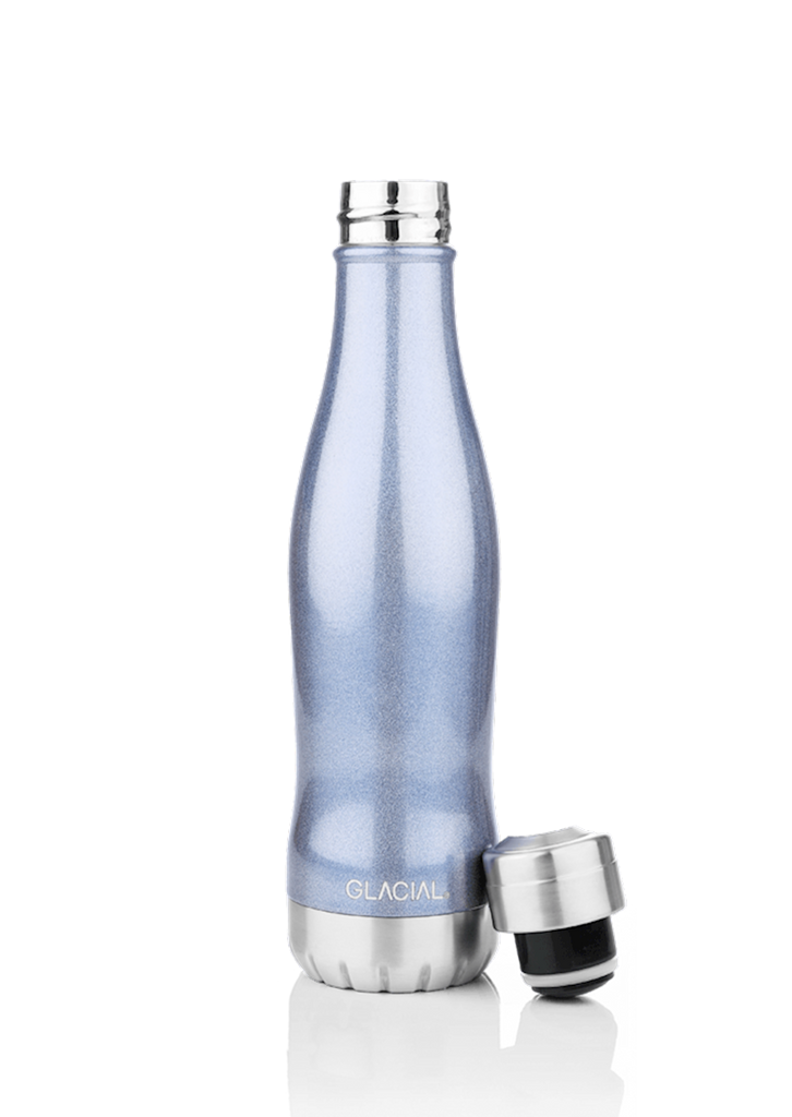 waterfles glacial 400ml blauwe glitter