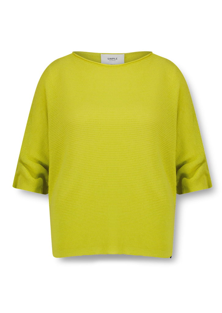 gebreidt truitje shirt driekwart mouwen geel simple