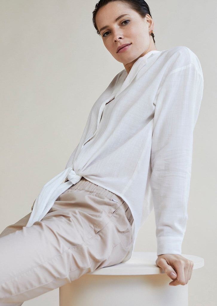 linnen blouse knoop simple